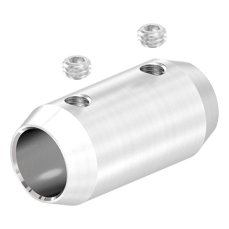 Bar connector for 12mm round, L: 36mm, Ø 18mm, AISI304