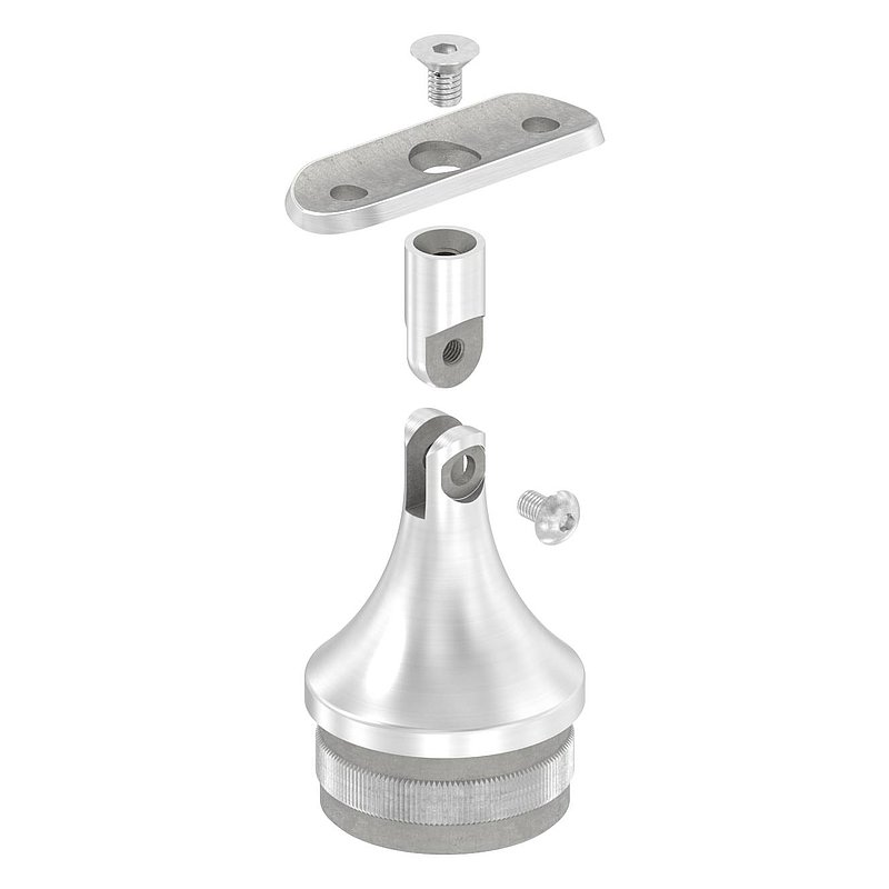 Rohrabschlussstopfen mit Gelenk und Platte, für 48,3x2,0mm, V2A