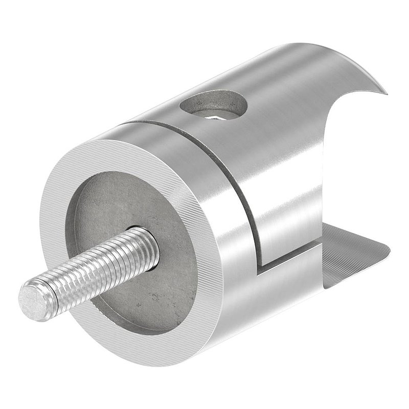 Holder for round clamping profile 27mm Connection: straight, AISI304