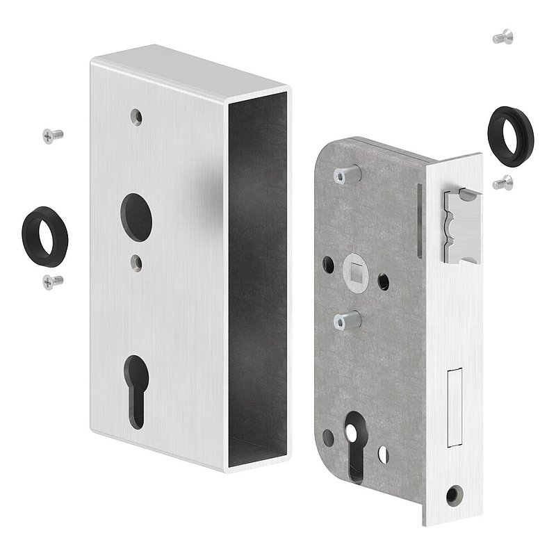 Stainless steel lock case with stainless steel lock, 40x94x172mm
