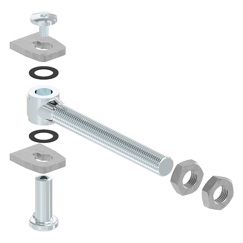 Gond à visser M18 réglable, filetage long, acier électrozingué