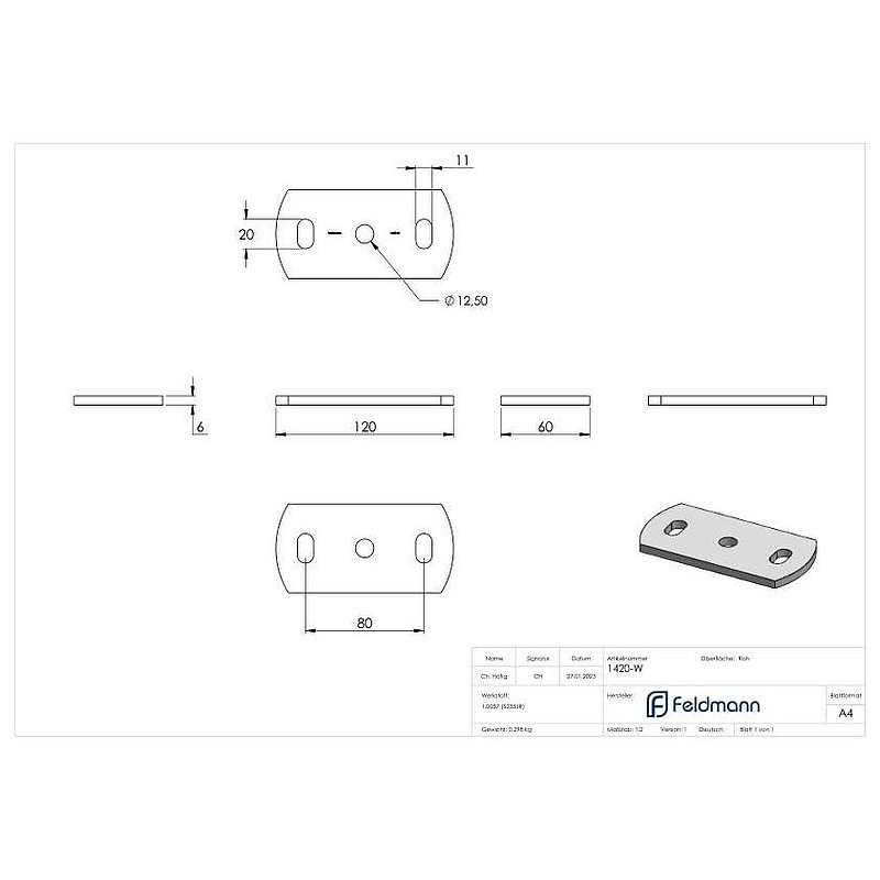 Ankerplatte 120x60x6mm