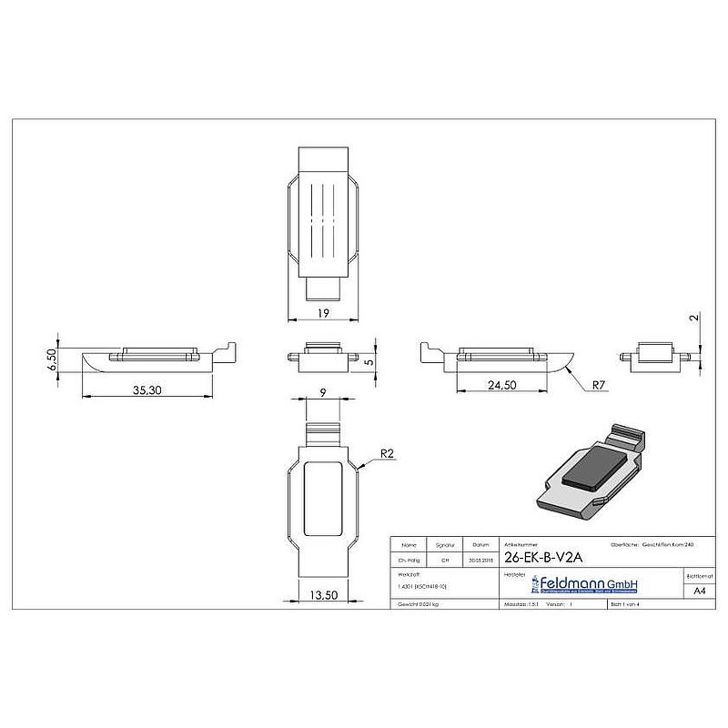 Sichtschutz Sicherungsboden EK Mod. 26, V2A