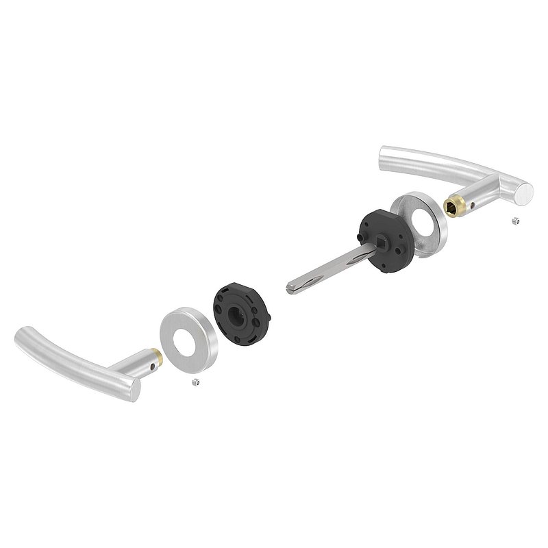 Pair of lever handles, rotatable, AISI304