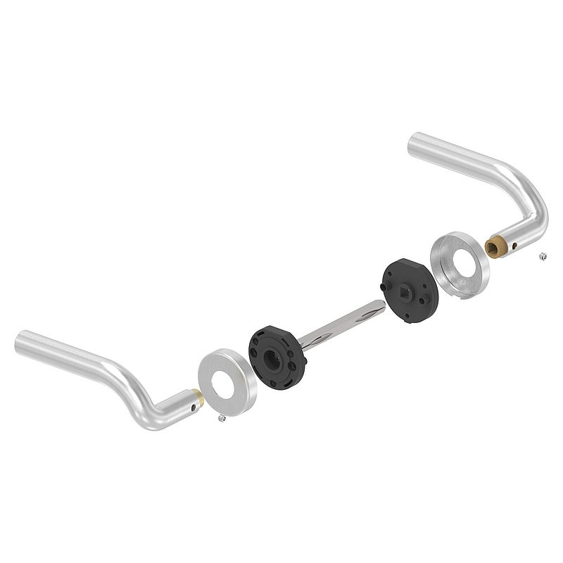 Pair of lever handles, rotatable, AISI304