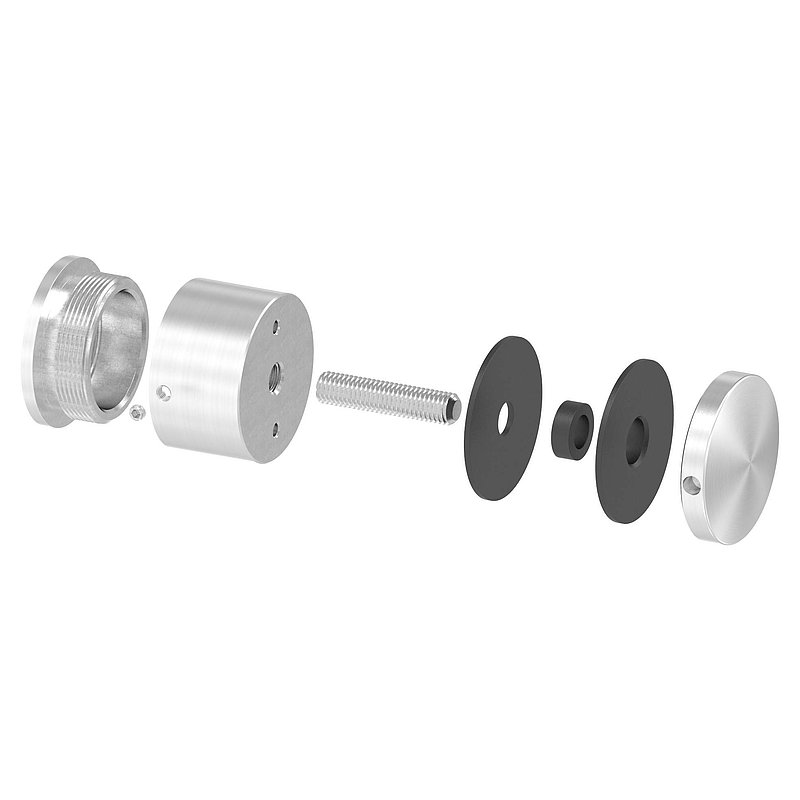 Glaspunkthalter 52mm, flach, verstellbar, V2A