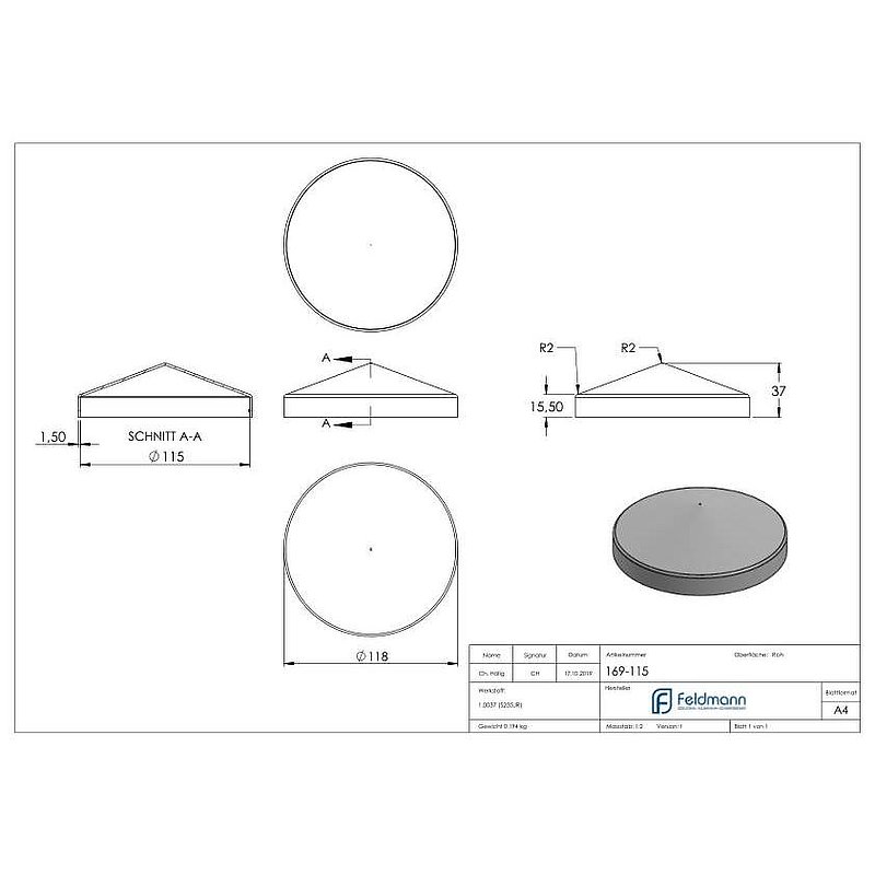 Abdeckkappen Rund Ø 115mm