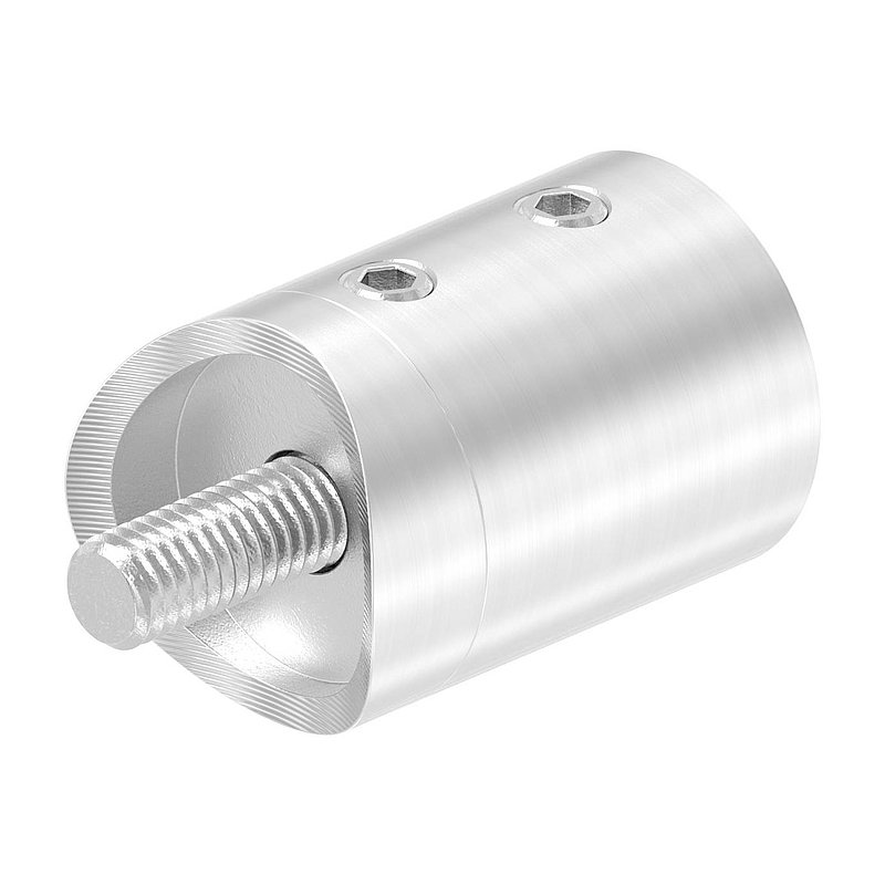 Querstabhalter für 33,7mm Rohr, Sackloch links 12,2mm , V2A