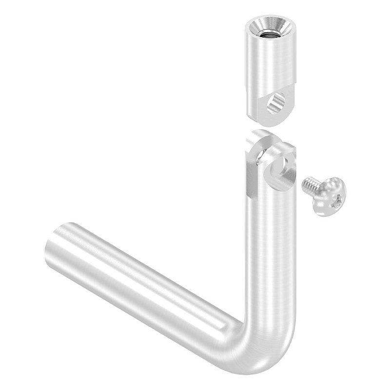 Étrier Ø 12mm, avec articulation, courbé à 90°, V2A