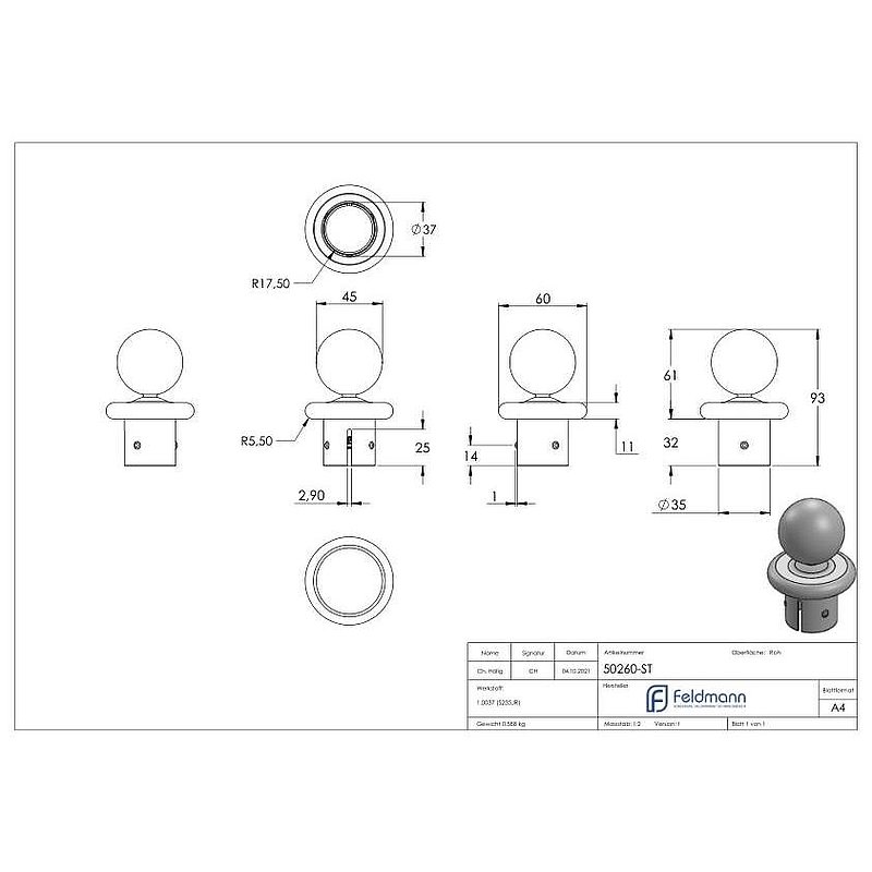 Bouchon décoratif pour tube Ø42,4mm