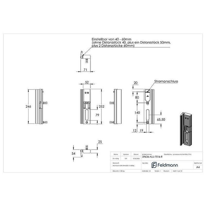 Elekterischer Öffner, MODULEC-SA-R - stromlos geschlossen- in RAL 7016