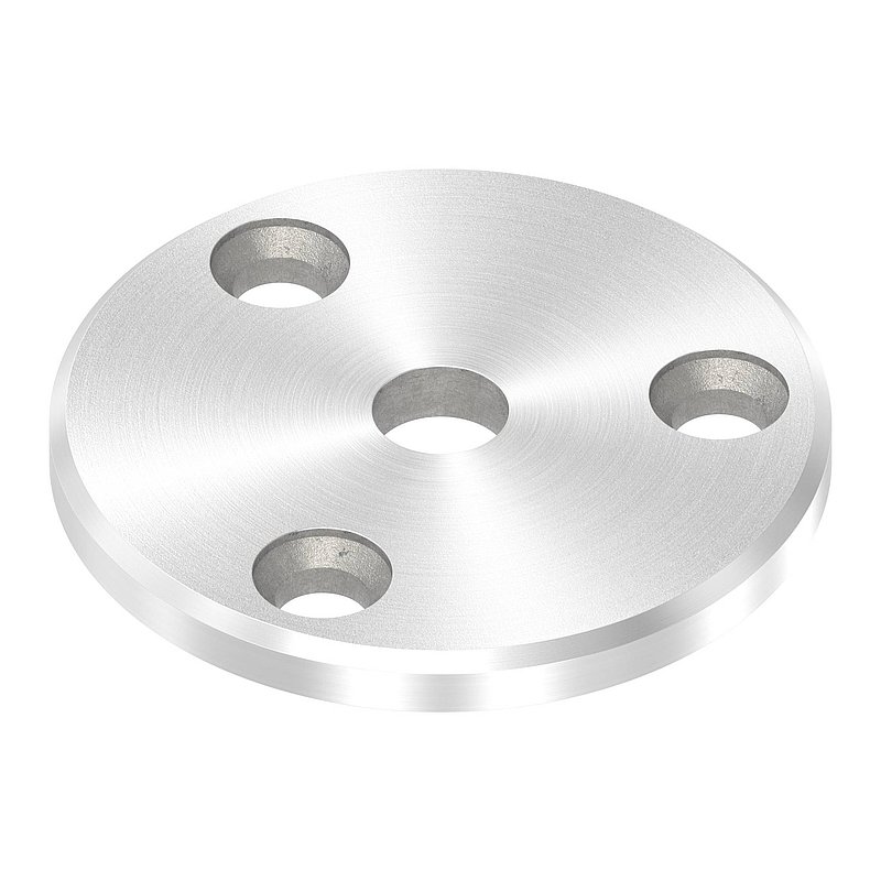 Ronde Ø 70 x 6mm, 3x Bohrung 8,5mm gesenkt, 1x Mittelbohrung 12,2mm, mit Rundschliff, V2A