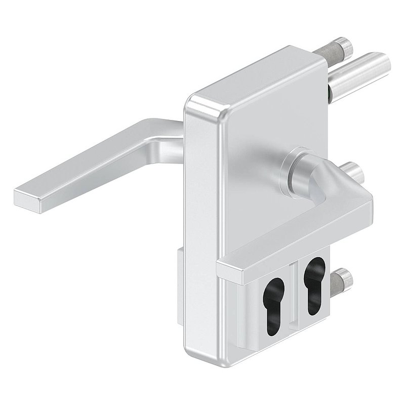 grille gate lock GTS 2 with double cylinder for tube thickness 40-60mm, silver housing