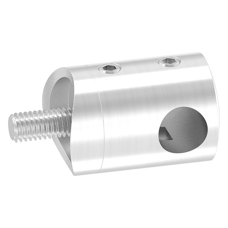 Cross bar end bracket for 42.4 mm tube with blind hole right 10.2 mm, AISI304
