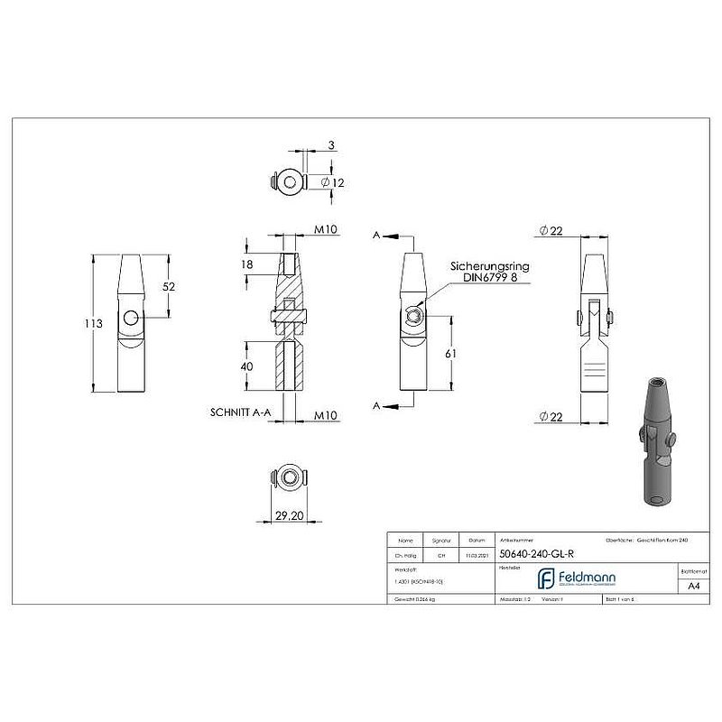 Gelenk Wandhalter, V2A