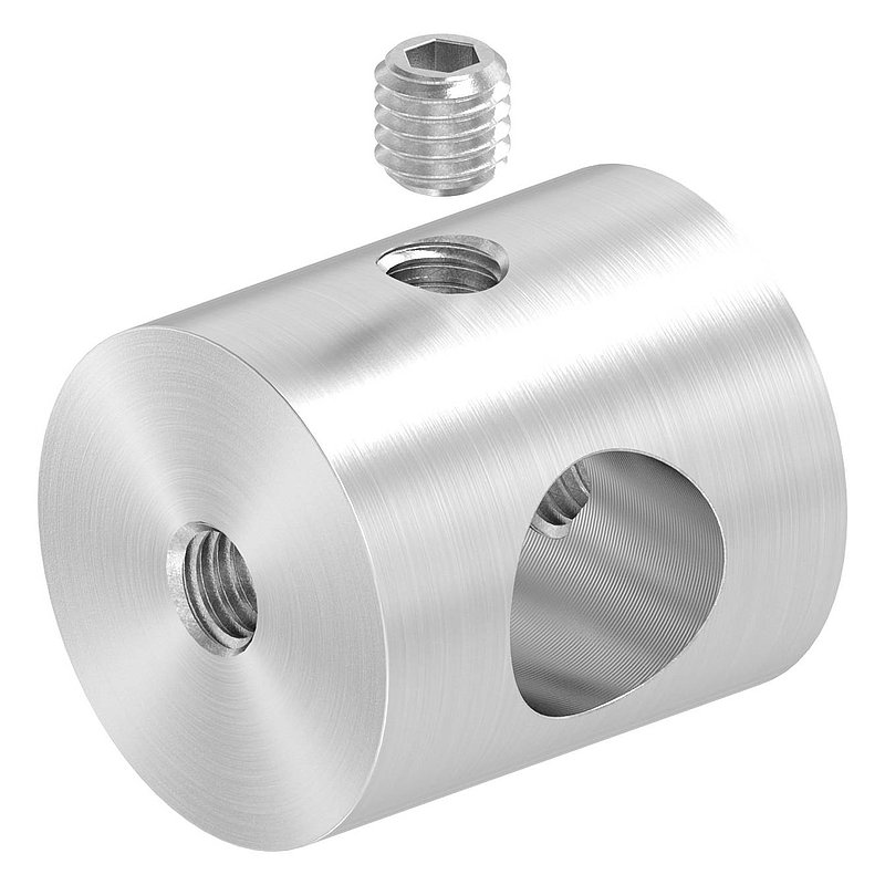 Cross bar holder (mounting between two flat bars) with 10.2 mm hole, AISI304