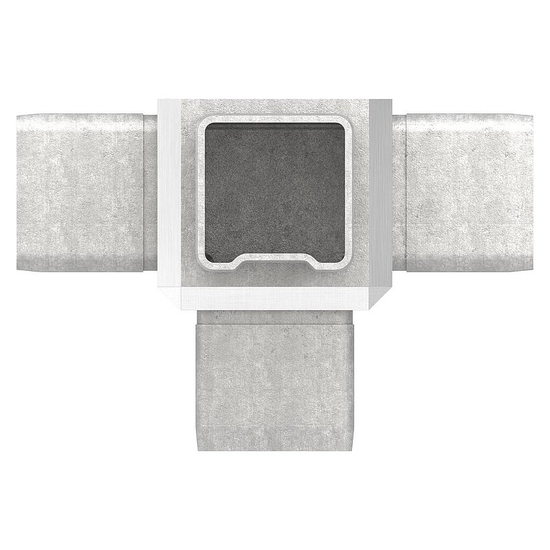 Raccord en T avec 4 sorties égales pour tube 40x40x3,0mm, V4A