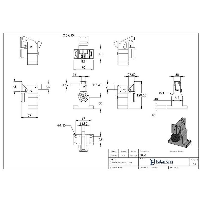 Door retainer and closer, aluminium