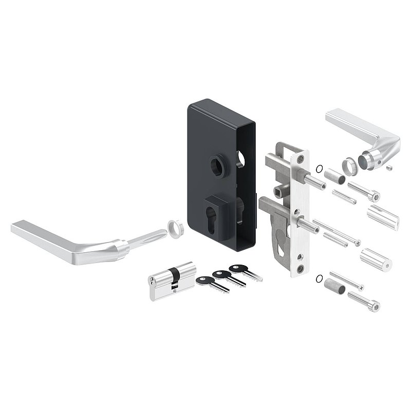 Gittertorschloss GTS 2 für Rohrstärke 40-60mm, Gehäuse RAL 7016