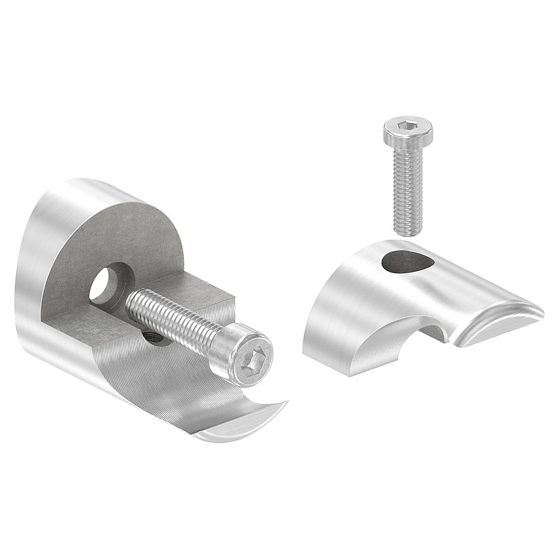 Halter für rundes Klemmprofil 27mm Anschluss: 48,3mm, V2A