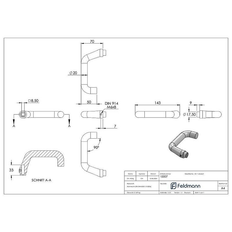 door handle, aluminium