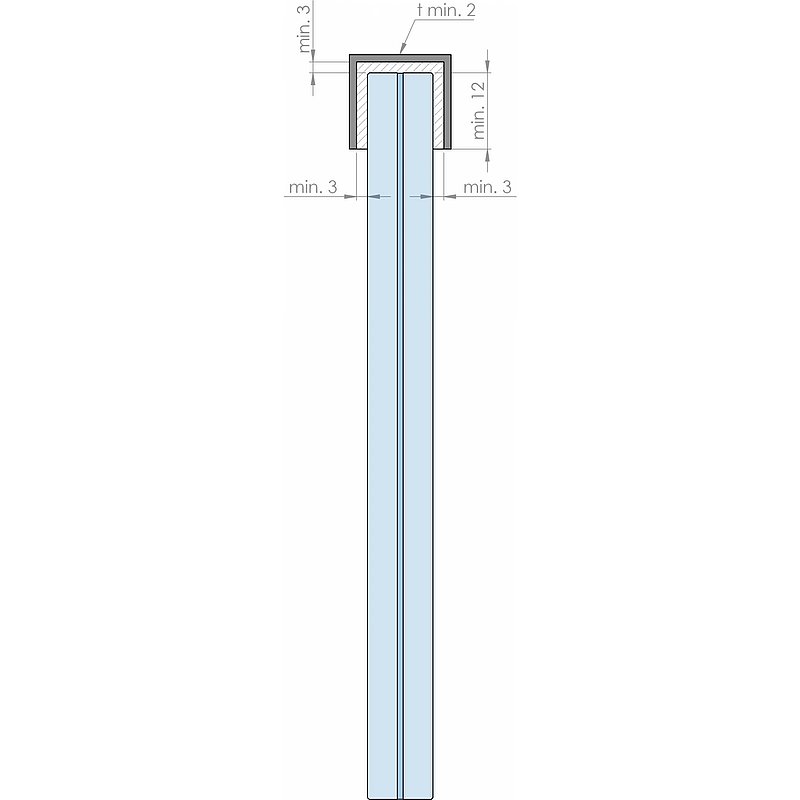 Profilé acier inoxydable en U, 28x26x2mm, L: 6000mm, V2A