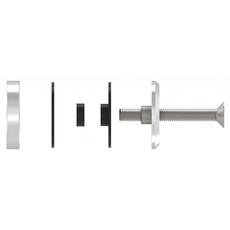 Point de fixation 52mm, plat, avec vis, V2A