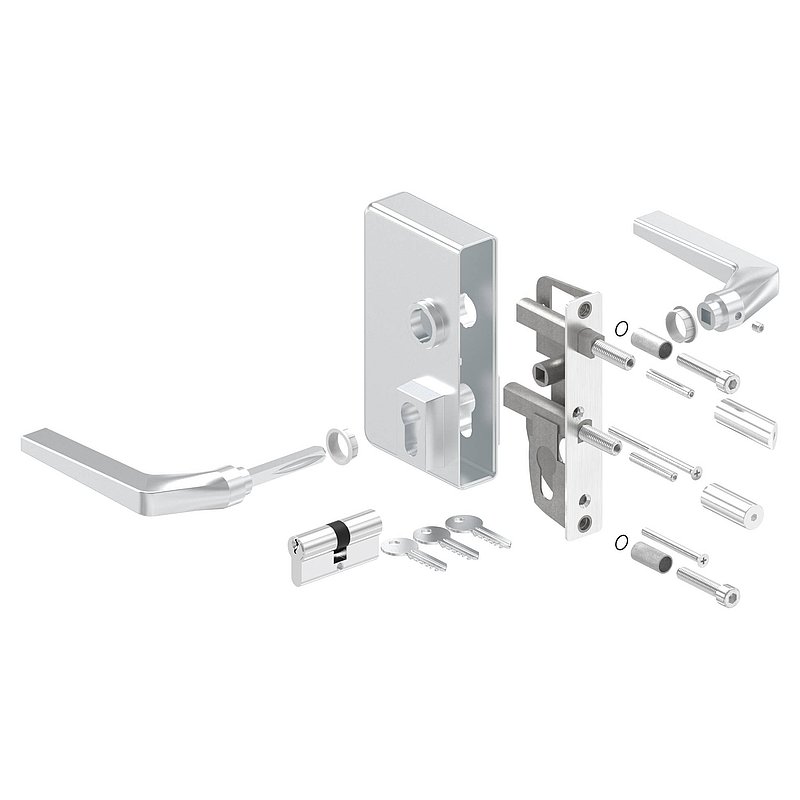 Gittertorschloss GTS 2 für Rohrstärke 40-60mm, Gehäuse silber