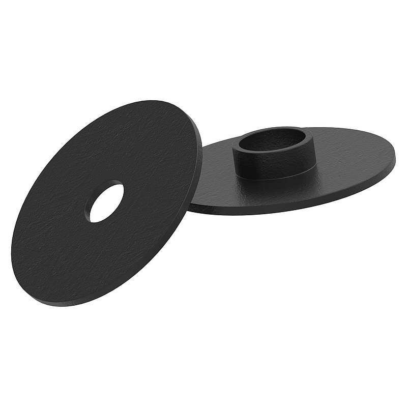 Partie supérieure pour point de fixation 52mm, V2A, revêtu par poudre en RAL 9005 noir mat