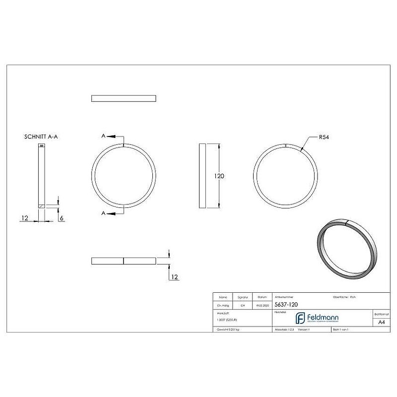 Ring 12x6mm, AußenØ 120mm