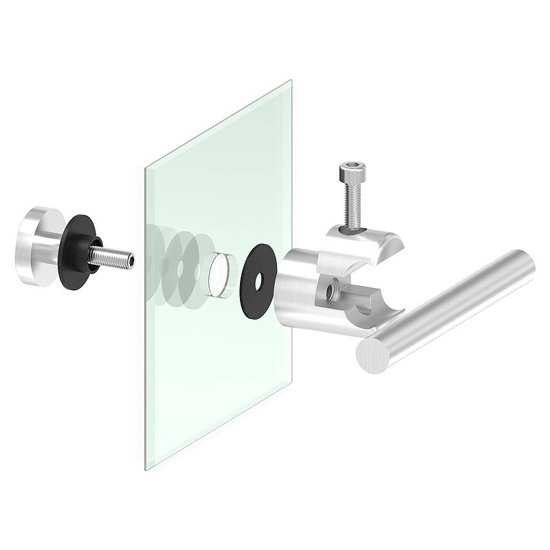 Klemmhalter mit Querstab-Glashalter Ø 25mm, zur nachträglichen Montage, V2A