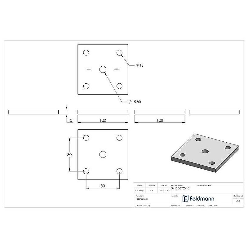 Ankerplatte 120x120x10mm