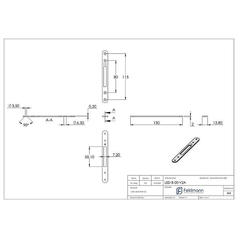 Blende für LED Modul für flache Profile