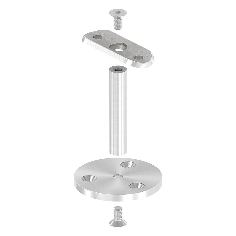 Handrail support with round plate, straight handrail connection plate, AISI304