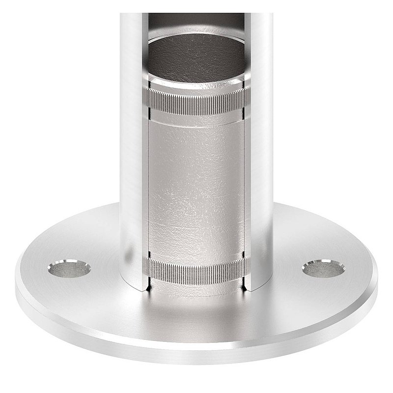 Wall and floor anchor with knurling, for tube 42.4x2.5mm, AISI304
