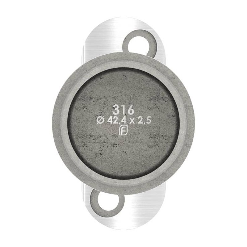 Rohrabschlussstopfen für Rohr 42,4x2,5mm, Handlaufanschlussplatte: 42,4mm, V4A