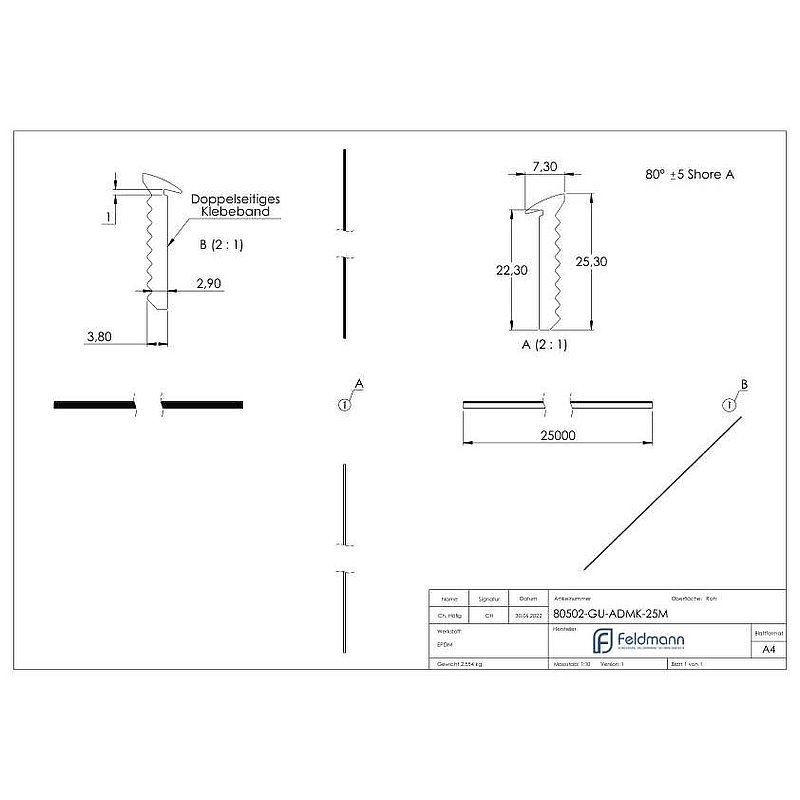 End seal, EPDM, 25m, black