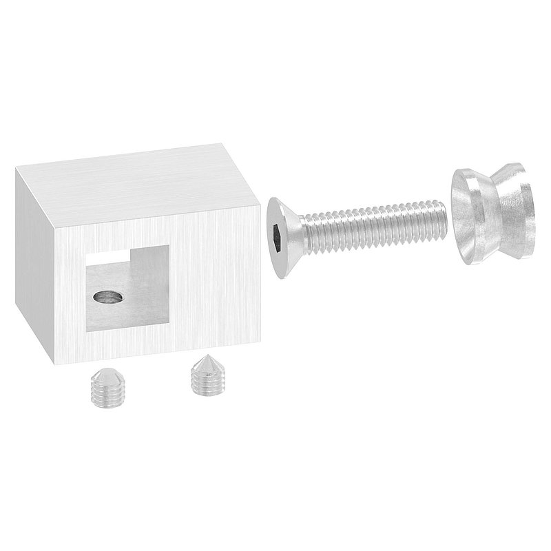 Support de lisse transversale avec raccordement droit pour carré 12x12mm, V2A