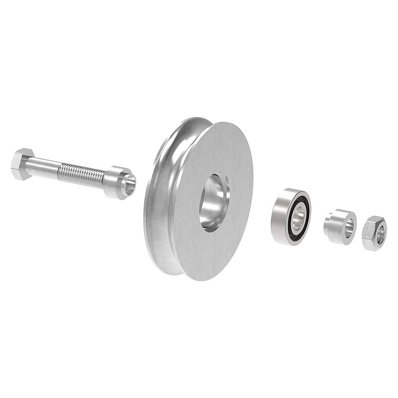 Sliding door roller with round groove