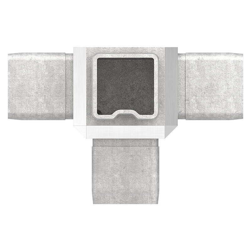 Raccord en T avec 4 sorties égales pour tube 30x30x2,0mm, V4A