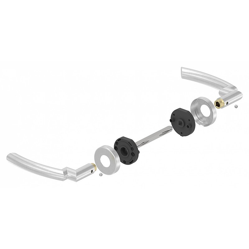 Pair of lever handles, rotatable, AISI304