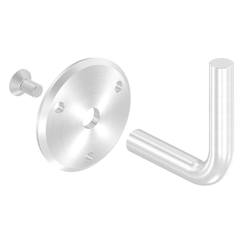 Handrail bracket for welding (round plate and bracket screwed together), AISI304