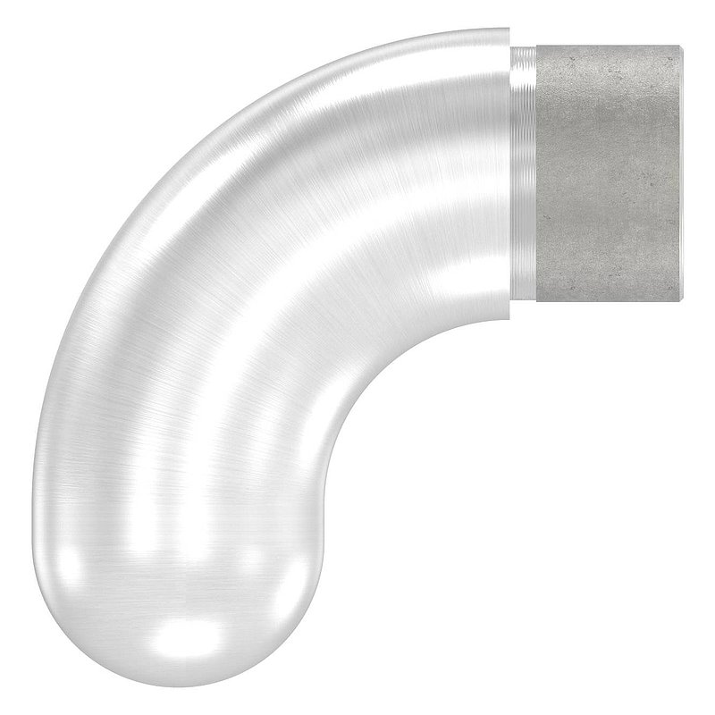 Endbogen 90° halbrund, für Rohr 33,7x2,0mm, V2A