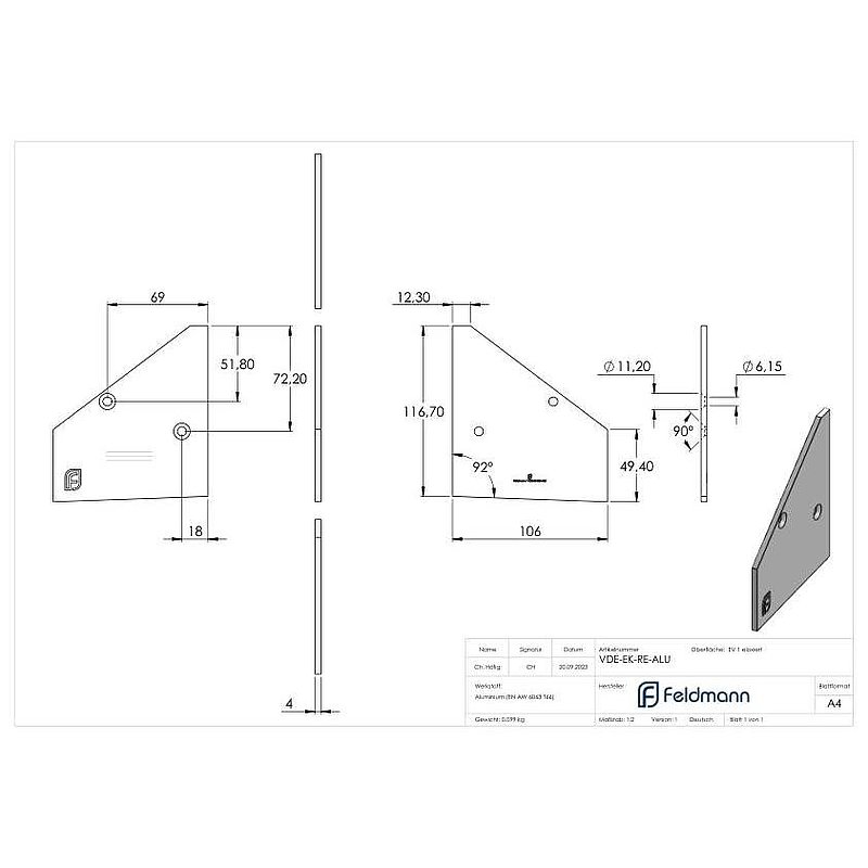 End cap right for eleganza canopy, E4/EV1