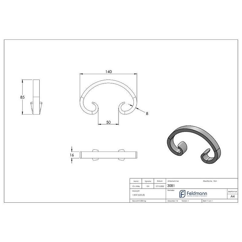 C-volute 16x8mm, 90x140mm