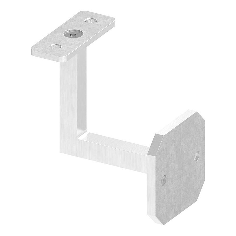 Handrail bracket, square, with straight handrail connection plate (round plate and bracket welded),
