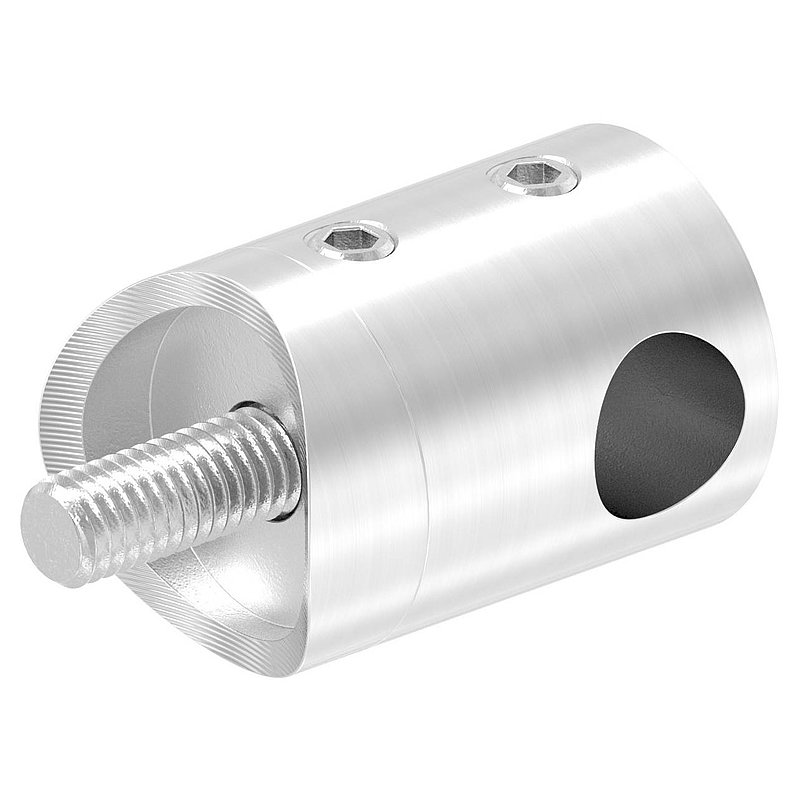 Cross bar holder for 33.7 mm tube, blind hole right 10.2 mm, AISI304