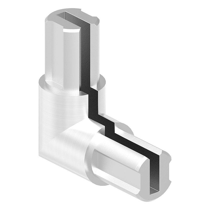 Eckverbinder für rundes Klemmprofil 27x1,5 mm, V2A