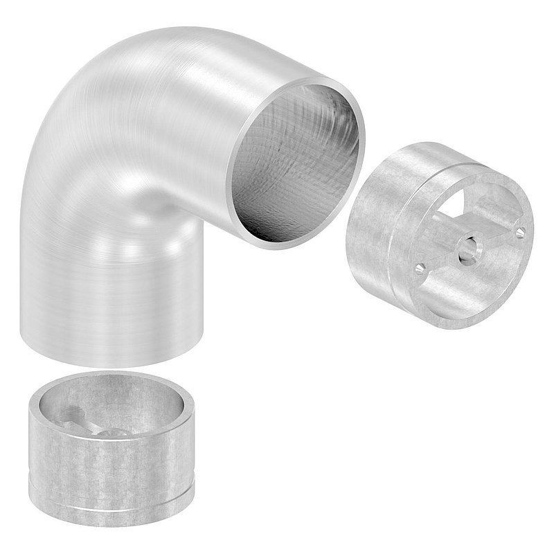 Rohrbogen 90° für 42,4mm Holzhandlauf, V2A