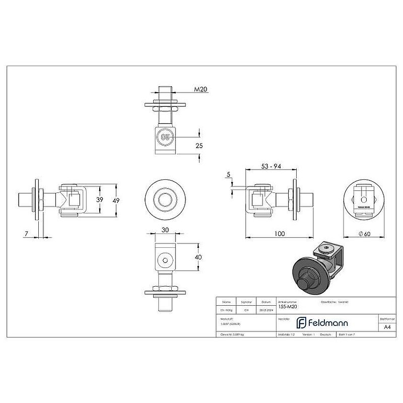 Torband M20, galvanisch verzinkt